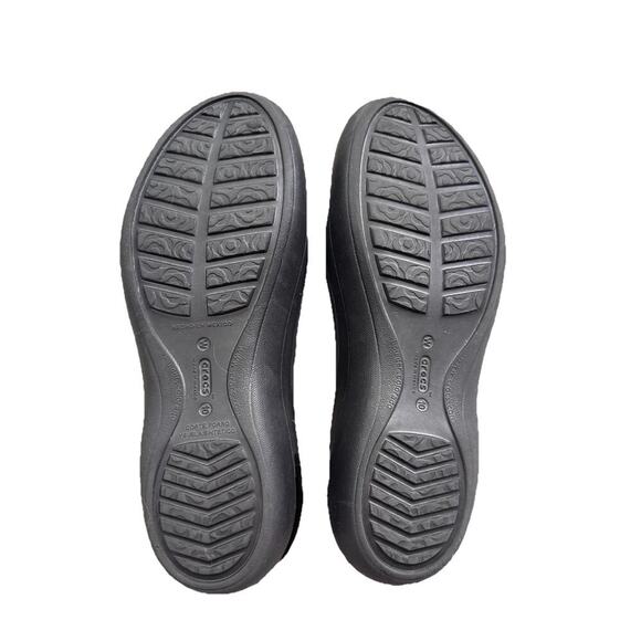 Crocs Jayna Women 10 Black Slingback Ballet Flats Slip On Jewel Flower Mary Jane - Picture 5 of 6